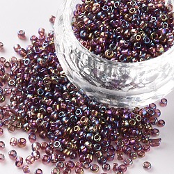 (servicio de reempaquetado disponible) perlas redondas de vidrio, colores transparentes arco iris, redondo, rosa brumosa, 12/0, 2mm, aproximamente 12 g / bolsa