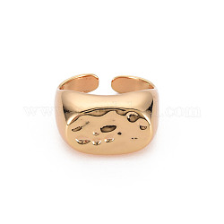 Anillos de puño de latón ovalados martillados, anillo abierto de sello para mujer, sin níquel, dorado, nosotros tamaño 7 1/4 (17.5 mm)