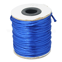Нейлоновый шнур, атласный шнур, для изготовления украшений из бисера, китайское вязание, синие, 2 мм, около 50 ярдов / рулон (150 фута / рулон)