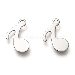 201 Stainless Steel Charms, Laser Cut, Musical Note, Stainless Steel Color, 12x9.5x0.5mm, Hole: 1.4mm