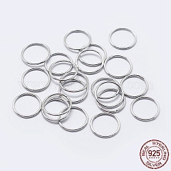 Anelli rotondi in argento sterling rodiato 925, anelli di salto saldati, anelli di salto chiusi, platino, 21 gauge, 6x0.7mm, diametro interno: 4mm