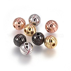 Messing Emaille-Perlen, langlebig plattiert, Basketball, Mischfarbe, 9 mm, Bohrung: 2.2 mm