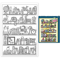 GLOBLELAND Bookshelf Clear Stamps Books Daily Life Silicone Clear Stamp Seals for Cards Making DIY Scrapbooking Photo Journal Album Decoration