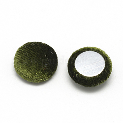 Cabochons aus mit Samtstoff bezogenem Stoff, mit Alu-Boden, halbrund / Dome, olivgrün, 26~26.5x6.5 mm