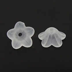 Stämmigen weißen transparent gefrostetem Acryl-Perlen Blume, ca. 13 mm Durchmesser, 7 mm dick, Bohrung: 1 mm