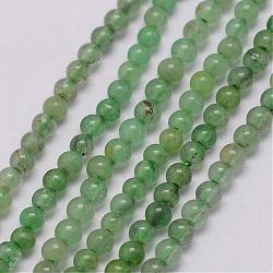Fili di perle avventurina verde naturale, tondo, 2~2.5mm, Foro: 0.6 mm, circa 175~185pcs/filo, 16 pollice