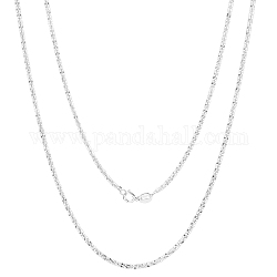 Rhodium Plated 925 Sterling Silver Thin Dainty Link Chain Necklace for Women Men, Platinum, 23.62 inch(60cm)