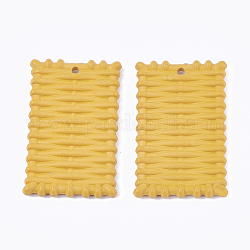 Acryl-Anhänger, Imitation gewebtes Rattan-Muster, Rechteck, golden, 48.5x30x4 mm, Bohrung: 2 mm