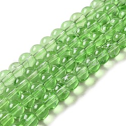 Fili di perline di vetro trasparente trafila, verniciatura a spruzzo, tondo, verde lime, 6mm, Foro: 1.3~1.6 mm, 31.4 pollice