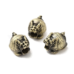 Perle en laiton plaquée sur support de style tibétain, Plaqué longue durée, bétail, bronze antique, 9.5x7.5x7mm, Trou: 3mm