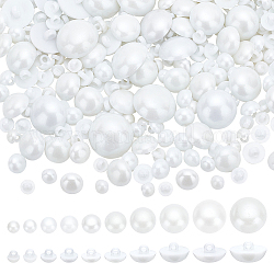 PandaHall Elite 340Pcs 10 Style Plastic Shank Buttons Sets, 1-Hole, Mushroom Shape, Seashell Color, 8x8.5mm, Hole: 2.2mm