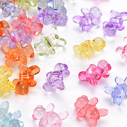 Perles en acrylique transparente, ours, couleur mixte, 16x13x8.5mm, Trou: 2mm