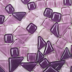 Transparent Glass Cabochons, Mosaic Tiles, for Home Decoration or DIY Crafts, Square & Triangle, Purple, 11.5x20x4mm Square: 10x10x5mm, 13.5x13.5x5mm, 120pcs/bag