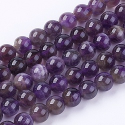Granos de piedras preciosas naturales hebras, amatista, ab grado, redondo, púrpura, 6mm, agujero: 1 mm, aproximamente 66 pcs / cadena, 15 pulgada