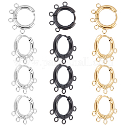 Unicraftale 6 paia 3 colori 304 risultati di orecchini a cerchio in acciaio inossidabile orecchini con anelli orizzontali perno da 0.9 mm multi-anelli risultati di orecchini a cerchio in metallo per la creazione di gioielli foro 1.8 mm