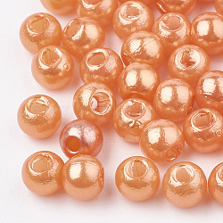 Abs Kunststoffperlen, Nachahmung Perlen, Runde, dunkelorange, 4x3.5 mm, Bohrung: 1.5 mm, ca. 15000 Stk. / 500 g