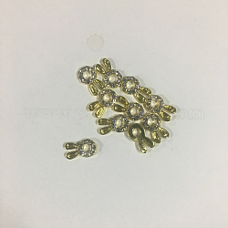 Cabochons Diamante de imitación de la aleación, accesorios de la decoración del arte del clavo, sin plomo y cadmio, conejo, dorado, cristal, 10x6x2mm