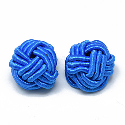 Perles tissées en polyester & coton, la moitié foré, demi-rond, bleu royal, 14~17x16~22x17~23mm, demi-trou: 8~16 mm