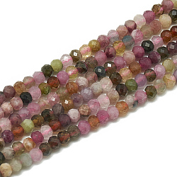 Chapelets de perles en tourmaline naturelle, facette, ronde, 3~3.5mm, Trou: 0.3mm, Environ 113 pcs/chapelet, 14.9 pouce