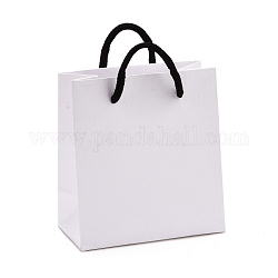 Sacchetti di carta rettangolari, con maniglie, per sacchetti regalo e shopping bag, bianco, 12x11x0.6cm