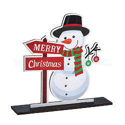Wood Tabletop Display Decorations, Xmas Table Centerpiece Sign, Christmas Theme, Snowman, Mixed Color, Finished: 200x45x187mm