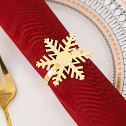 クリスマス用鉄＆合金ナプキンリング  ナプキンホルダー装飾  レストランデイリーアクセシロエス  ゴールドカラー  スノーフレーク  5mm  内径：38mm  雪の結晶：45x39mm。