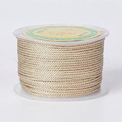Cordes de polyester rondes, cordes de milan / cordes torsadées, blé, 1.5~2mm, 50 yards/rouleau (150 pied/rouleau)