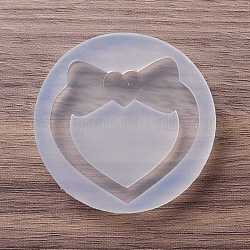 DIY-Herz mit Bowknot-Treibsand-Silikonformen, Gießformen aus Harz, für die Herstellung von UV-Harz und Epoxidharz, weiß, 45x8 mm, Innendurchmesser: 37.5x38.5 mm