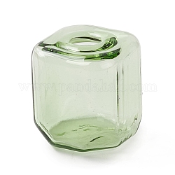 Bouteilles en verre soufflé à la main, pour la fabrication de pendentifs en verre, carrée, vert clair, 16~16.5x14~15x14~14.5mm, Trou: 3.5~6mm