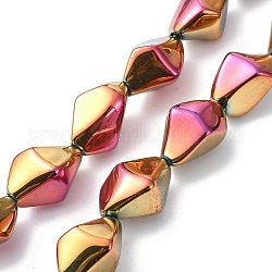 Hebras de bolas de vidrio electrochapadas completamente chapadas, pepitas, color de rosa caliente, 22x12.5x15mm, agujero: 1.4 mm, aproximamente 30 pcs / cadena, 25.20'' (64 cm)