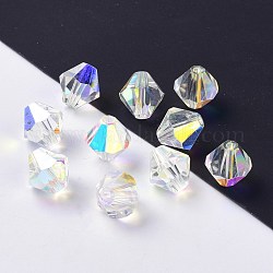 Perles d'imitation cristal autrichien, grade AAA, facette, Toupie, clair ab, 3x3mm, Trou: 0.7~0.9mm