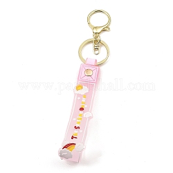 Wolken-PVC-Seil-Schlüsselanhänger, mit Zink-Legierung Befund, für Taschen-Treibsand-Flaschen-Anhänger-Dekoration, rosa, 17.5 cm