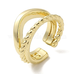 Polsini aperti in ottone, anello attorcigliato per le donne, vero placcato oro 18k, misura degli stati uniti 5 3/4 (16.3mm), 7~11mm
