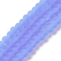 Imitation Jade Solid Color Glass Beads Strands, Faceted, Frosted, Rondelle, Medium Slate Blue, 8mm, Hole: 1mm, about 65~68pcs/strand, 15.7~16.1 inch(40~41cm)