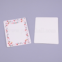 Necklace Display Cards, Hanging Dangle Holder Cardboard Tags for Jewelry Bracelet, with Flower Pattern, Rectangle, White, Flower Pattern, 70x50x0.5mm