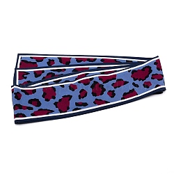 Silk Scarves Decorate, Scarf Necklaces, Leopard Print Pattern, Cornflower Blue, 45.28 inch(115cm), 70mm