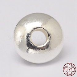 925 Sterling Silber Zwischenperlen, Untertassenperlen, Silber, 3~3.5x1.5 mm, Bohrung: 1 mm