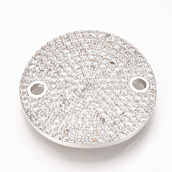 Ottone micro spianare link zirconi, chiaro, rotondo e piatto, platino, 24x2mm, Foro: 2 mm