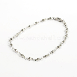 304 Stainless Steel Bracelets, Round Link Bracelets, with Lobster Claw Clasps, Stainless Steel Color, 200x3mm(7.87 inch)