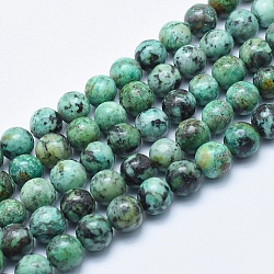 Brins de perles turquoises africaines naturelles (jaspe), ronde, 10~10.5mm, trou: 1mm, environ 37 pcs/chapelet, 15.5 pouces