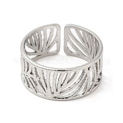 304 открытое кольцо из нержавеющей стали, полый лист, Таиланд, стерлинговое серебро, покрытие, внутренний диаметр: 18 мм