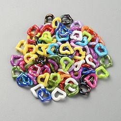 Heart Acrylic Linking Rings, Quick Link Connectors, For Jewelry Link Chains Making, Mixed Color, 18.5x20.8x4.5mm, Inner Diameter: 12x9mm