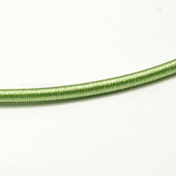 Cordons de tube en plastique rond, recouvert de ruban de soie, vert jaune, 450~480x3~3.5mm
