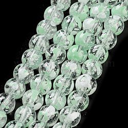 Baking Painted Transparent Glass Bead Strands, Round, Dark Sea Green, 8mm, Hole: 1.2mm, about 102pcs/strand, 30.24''(76.8cm)