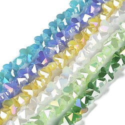 Fili di perle di vetro a farfalla elettrolitica, sfaccettato, ab colore placcato, colore misto, 8x10x5.5mm, Foro: 1.2 mm, circa 100pcs/filo, 29.13'' (74 cm)