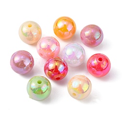 Eco-Friendly Poly Styrene Acrylic Beads, AB Color Plated, Round, Mixed Color, 12mm, Hole: 1.1mm, about 550pcs/500g