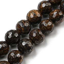 Abalorios naturales bronzite hebras, facetas (128 facetas), redondo, 8~8.5mm, agujero: 1.2 mm, aproximamente 47 pcs / cadena, 14.84~14.96 pulgada (37.7~38 cm)