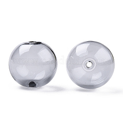 Cuentas de globo de vidrio de borosilicato alto de golpe transparente, redondo, para diy deseo botella colgante cuentas de vidrio, gris oscuro, 18x17mm, agujero: 2 mm