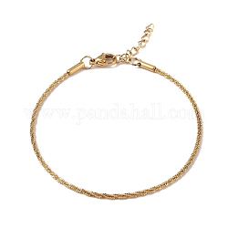 Ion Plating(IP) 304 Stainless Steel Bone Rope Chain Bracelet for Women, Golden, 7-1/4 inch(18.4cm), Wide: 1.5mm