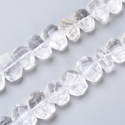 Natürlichem Quarz-Kristall-Perlen Stränge, facettiert, Vieleck, 12~15x17~21x9~15 mm, Bohrung: 1.2 mm, ca. 15 Stk. / Strang, 7.48 Zoll ~ 7.87 Zoll (19~20 cm)
